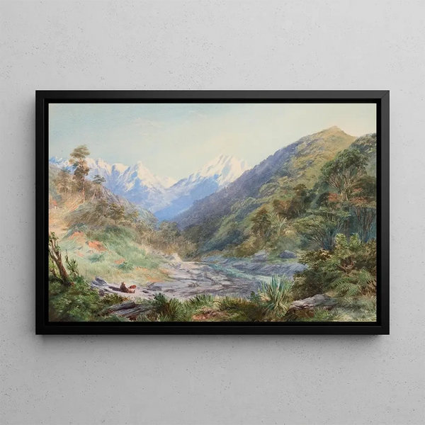 Landscape of the Southern Alps - John Gully — framed artwork on a wall