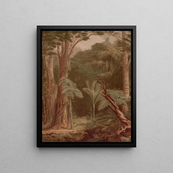 a bush scene in New Zealand - John Gully — framed artwork on a wall