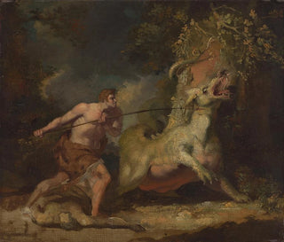 a man attacking a monster - John Hamilton Mortimer — artwork view