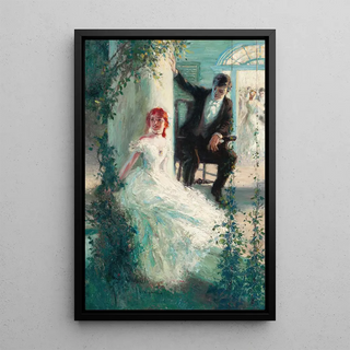 Young couple having an informal conversation - John Harmon Cassel — framed artwork on a wall