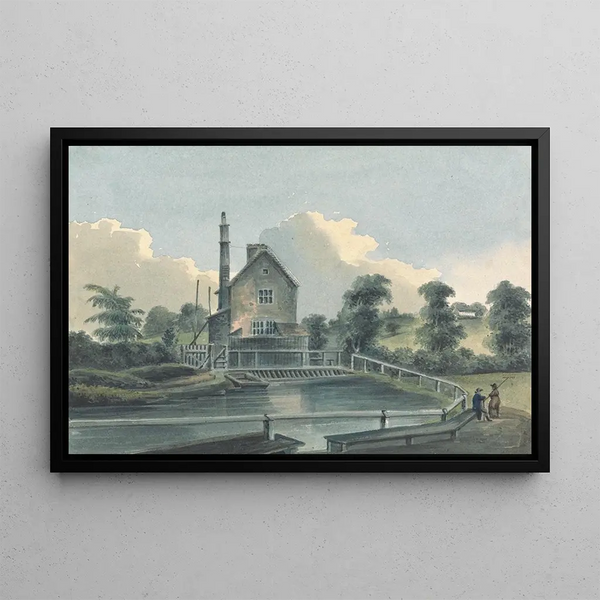 House of the Lock at Hornsey, Middlesex - John Hassell — framed artwork on a wall