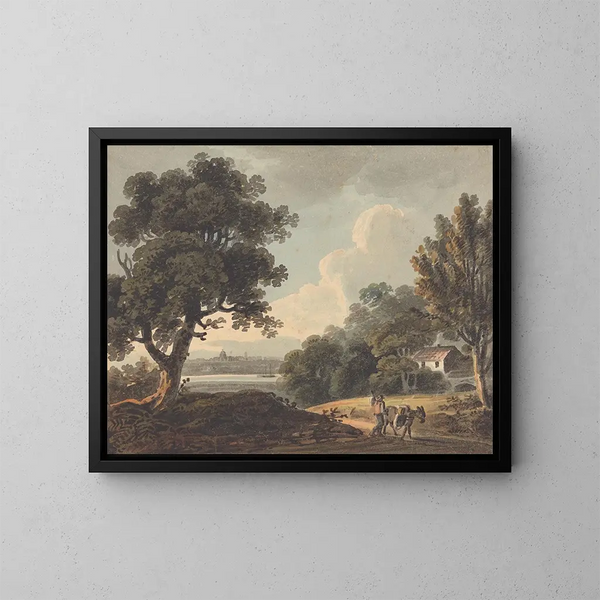 Landscape with a Distant View of London - John Henry Campbell — framed artwork on a wall