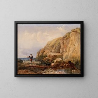 a girl collecting shells - John Henry Mole — framed artwork on a wall