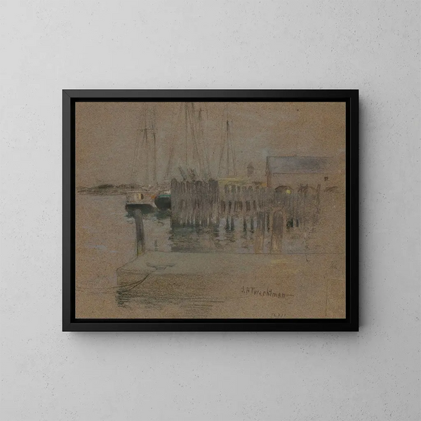 Port of Gloucester - John Henry Twachtman — framed artwork on a wall