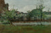 Landscape painting with cottages - John Henry Twachtman — artwork view