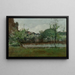 Landscape painting with cottages - John Henry Twachtman — framed artwork on a wall