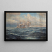 Marine landscape painting with a ship - John Holst — framed artwork on a wall