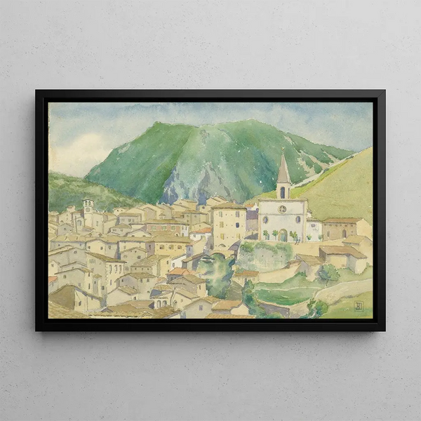 Une ville dans les Abruzzes - John Ireland Howe Downes — framed artwork on a wall