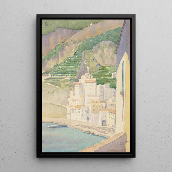 Amalfi white painting - John Ireland Howe Downes — framed artwork on a wall
