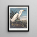 Héron neigeux ou aigrette blanche - John James Audubon — framed artwork on a wall