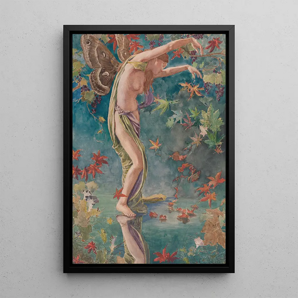 Autumn dispersing leaves - John La Farge — framed artwork on a wall
