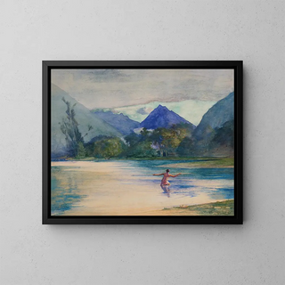 Entrance of the VaiTePiha River, chefs' anchoring - John La Farge — framed artwork on a wall