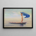 Girl at the prow of a canoe deploying her skirt as a sail, Samoa - John La Farge — framed artwork on a wall