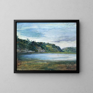Rochers du paradis, étude à Paradise, Newport, Rhode Island - John La Farge — framed artwork on a wall