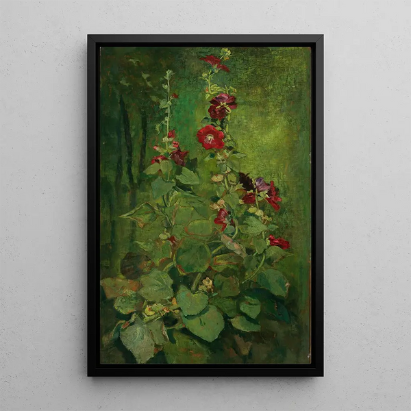 Rose trémière rouge - John La Farge — framed artwork on a wall