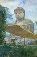 the Great Buddha statue of Kamakura, known as Daibutsu, from the priests' garden - John La Farge — artwork view