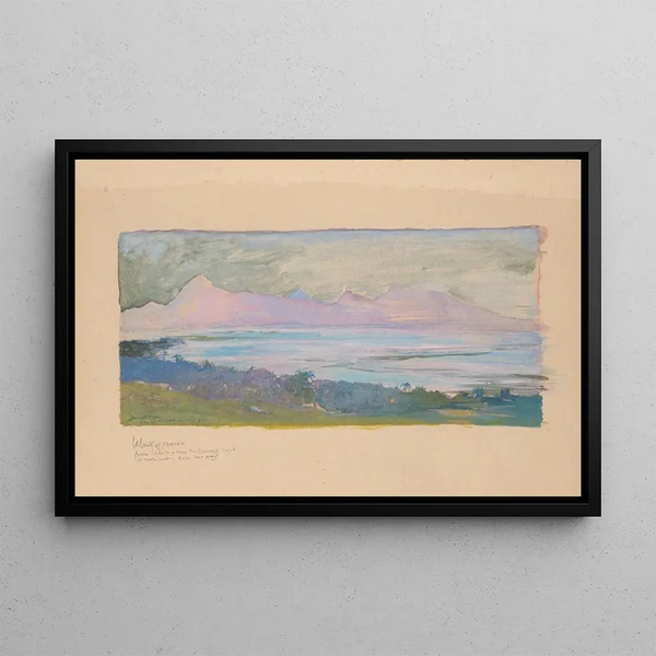 L'île de Moorea vue à travers le détroit depuis Tahiti janvier 1891 - John La Farge — framed artwork on a wall