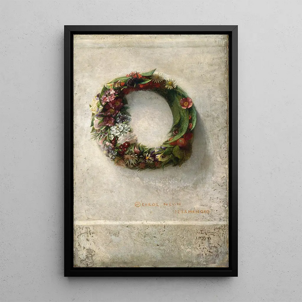Crown of Flowers - John La Farge — framed artwork on a wall