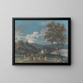 a rural church among the hills - John Laporte — framed artwork on a wall