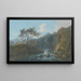 Landscape painting of day with rapids and livestock - John Laporte — framed artwork on a wall