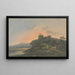 Evening landscape painting with a ruined castle - John Laporte — framed artwork on a wall