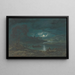 Nighttime river landscape painting with a ruined abbey - John Laporte — framed artwork on a wall