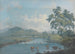 River landscape painting with livestock drinking water - John Laporte — artwork view