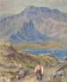 Mountainous landscape painting with hiker - John Leech — artwork view