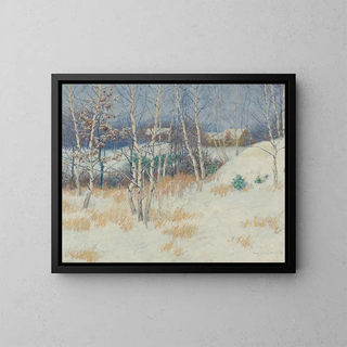 Winter Birches - John Leslie Breck — framed artwork on a wall