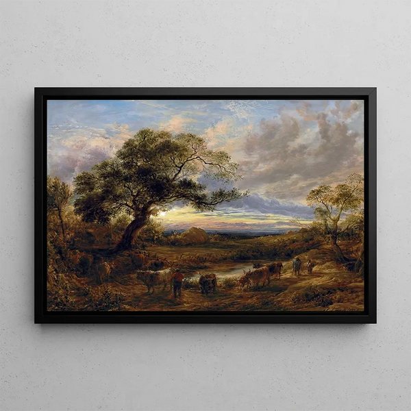 Evening - John Linnell — framed artwork on a wall