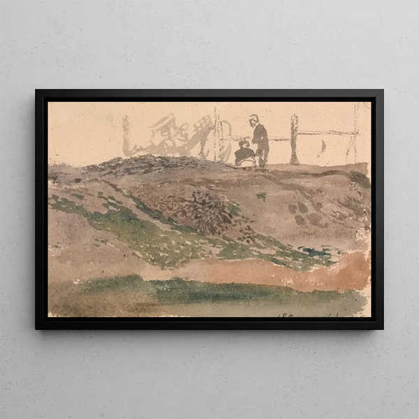 Figures sur une berge Kensington Gravel Pits - John Linnell — framed artwork on a wall