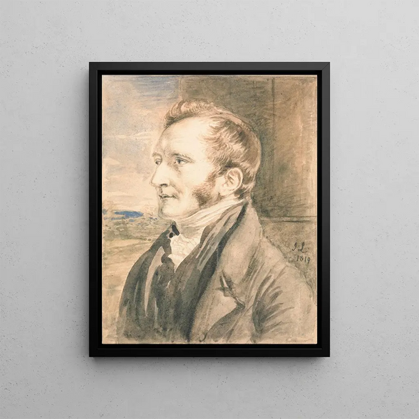 Portrait of a man - John Linnell — framed artwork on a wall