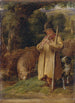 Young shepherd playing the flute - John Linnell — artwork view