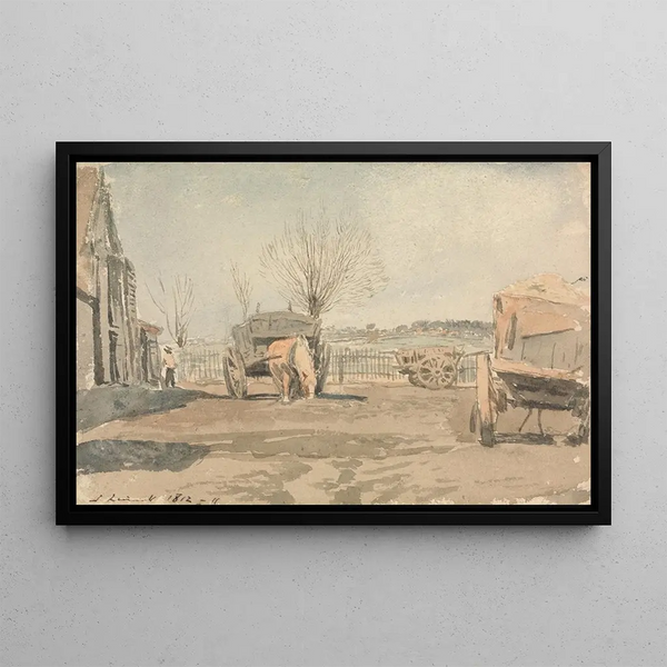 La Cour de ferme - John Linnell — framed artwork on a wall