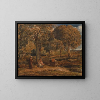 The Rest During the Flight into Egypt - John Linnell — framed artwork on a wall