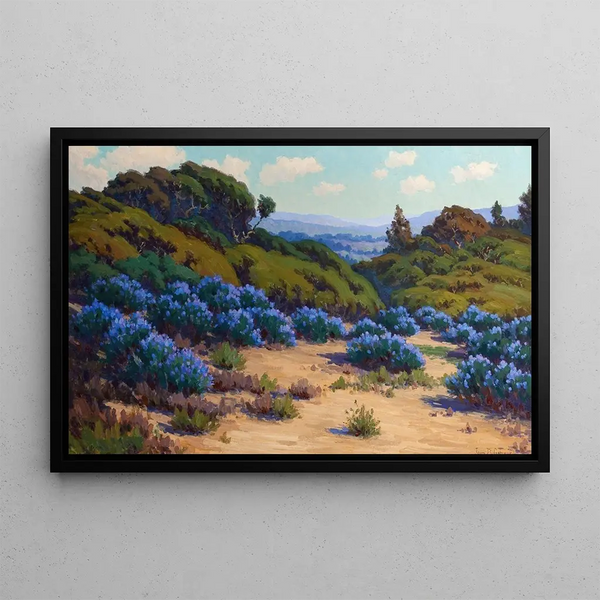 Lupin in the Bushes near Del Monte - John M Gamble — framed artwork on a wall