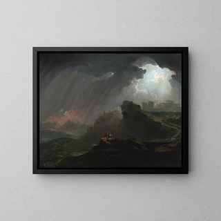 Joshua commanding the sun to stand still - John Martin — framed artwork on a wall