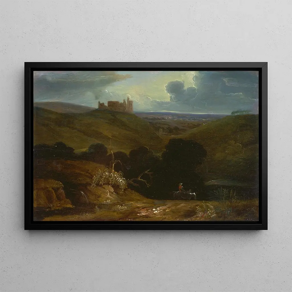 Landscape with a Castle - John Martin — framed artwork on a wall