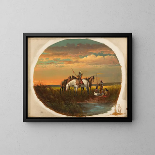 A break on the prairie to smoke - John Mix Stanley — framed artwork on a wall