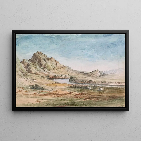 Dents d'ours, porte de la rivière Missouri - John Mix Stanley — framed artwork on a wall