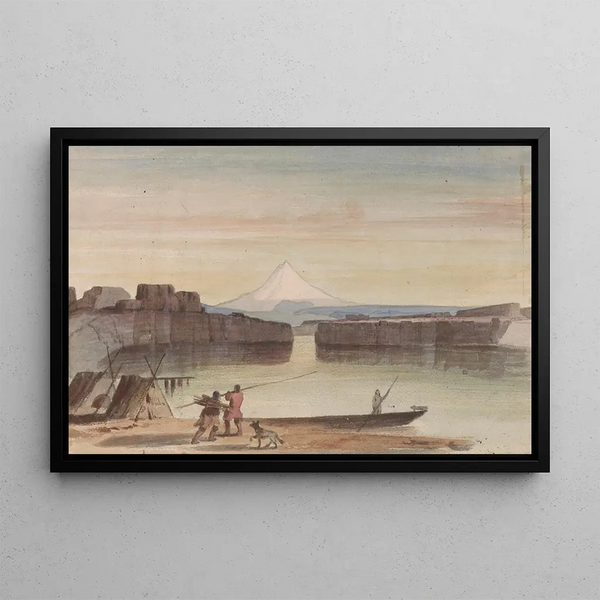 Dalles du mont Columbia, vue vers l'ouest - John Mix Stanley — framed artwork on a wall