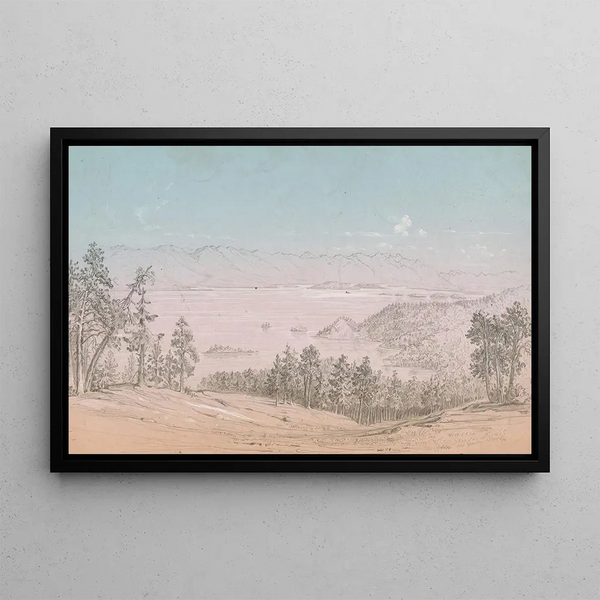 Flathead Lake South - John Mix Stanley — framed artwork on a wall