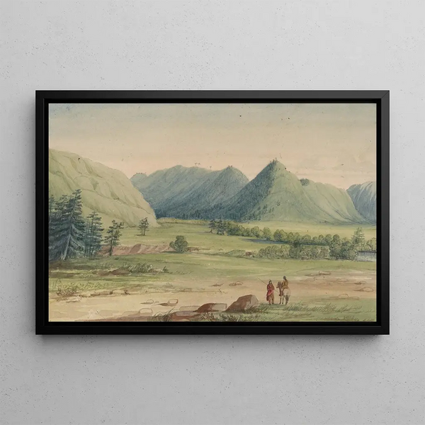 Hell Gate Entrance to Cadottes Pass from the West - John Mix Stanley — framed artwork on a wall