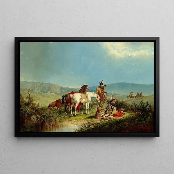 Indians playing cards - John Mix Stanley — framed artwork on a wall
