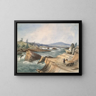 Waterfalls Kettle, Columbia River - John Mix Stanley — framed artwork on a wall