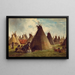Indian encampment painting in the prairie - John Mix Stanley — framed artwork on a wall