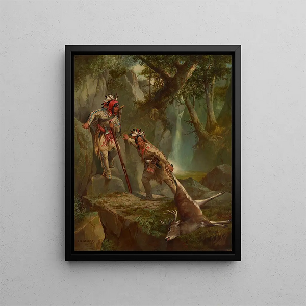 The Deer Killers - John Mix Stanley — framed artwork on a wall