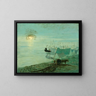 Beach Scene - John Noble — framed artwork on a wall