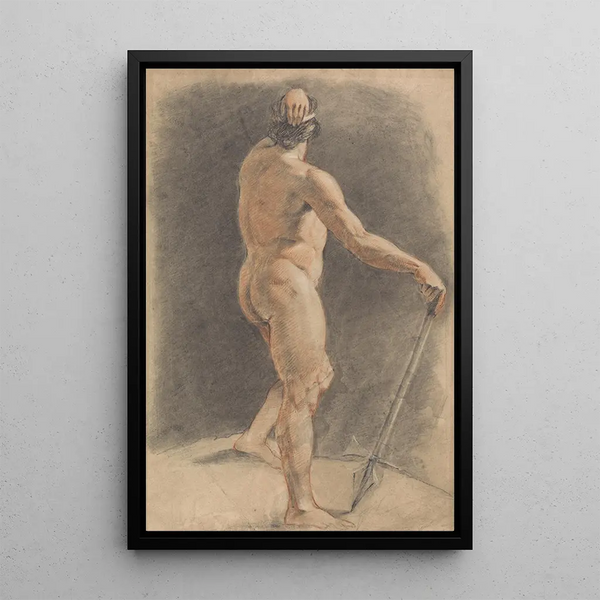 Classic standing male figure with spear - John Opie — framed artwork on a wall