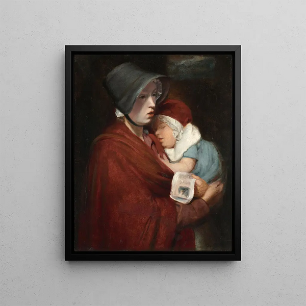 Singer of the street and child - John Opie — framed artwork on a wall